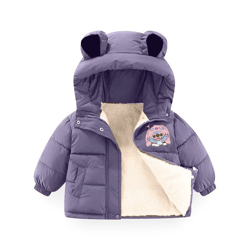 

Winter Plush Thickened Cotton Coat for Children Windbreaker Boys And Girls Medium Length Waist Jacket Warm And Stylish