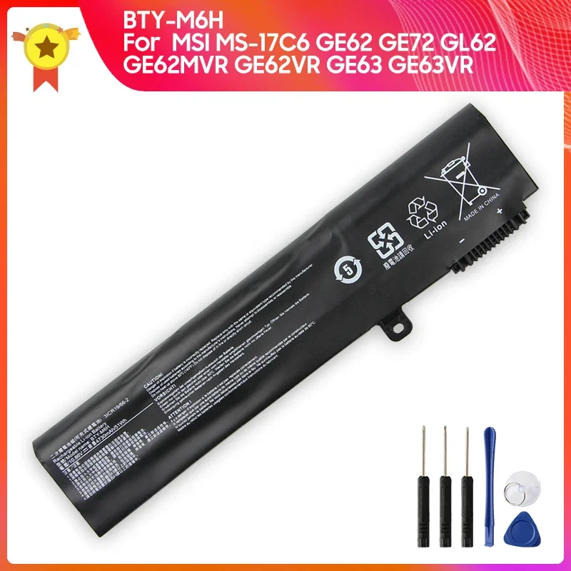 

Replacement Battery BTY-M6H For MSI MS-1792, MS-1795, MS-1794, MS-16J5, MS-16J3, GL63, 16J6, PE60 GL65 GV62 +Tool New Battery