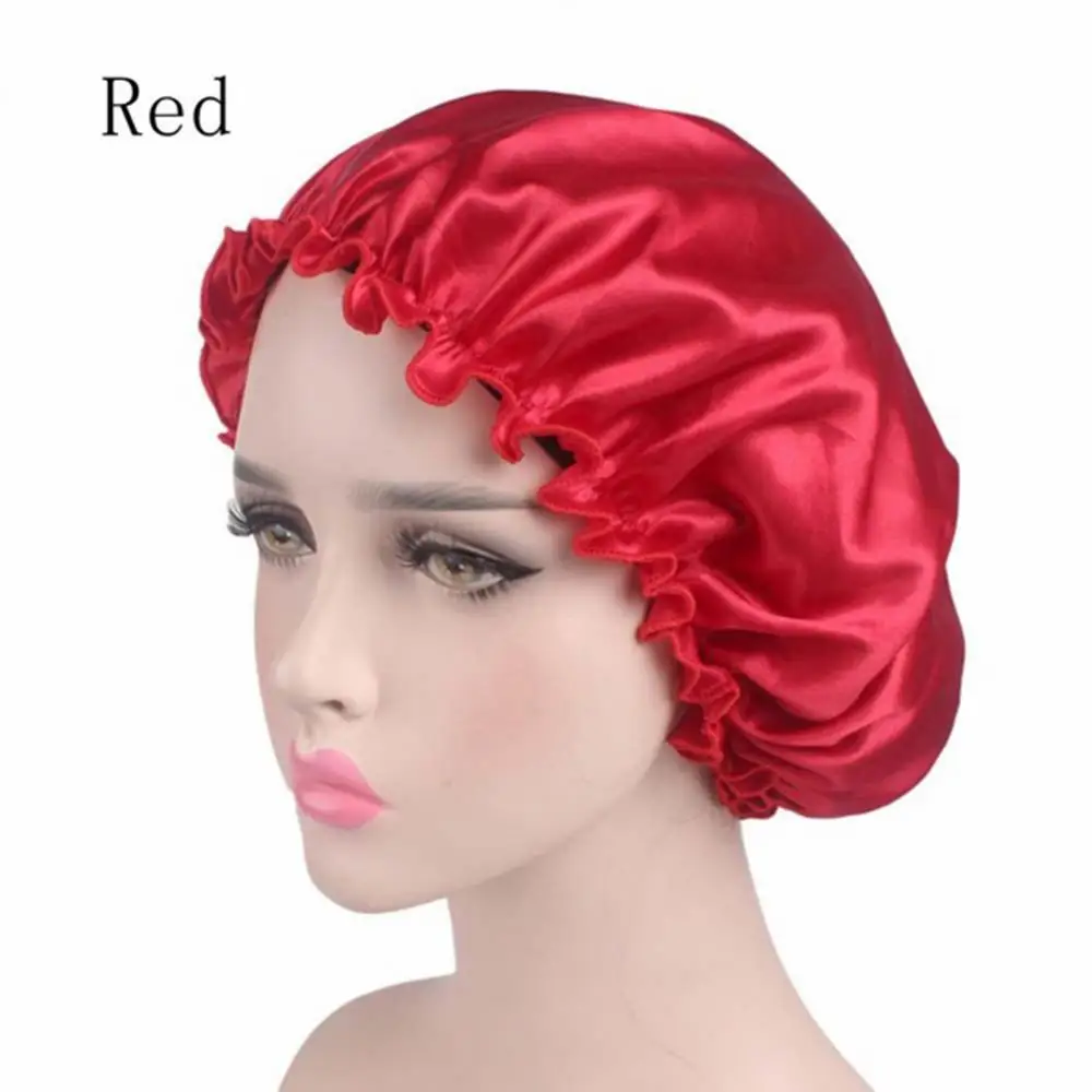 Hat Cap Solid Color Women Elastic Satin Lace Night Sleep Chemotherapy Hair Care Cap