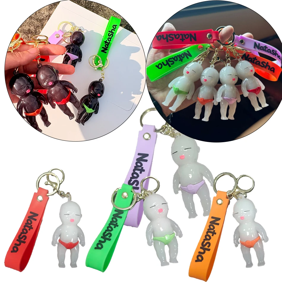 

1-4pcs Color-Changing Natasha Keychain Cute 3D Cartoon Silicone Toy Exquisite Design Perfect Christmas Gift for Children