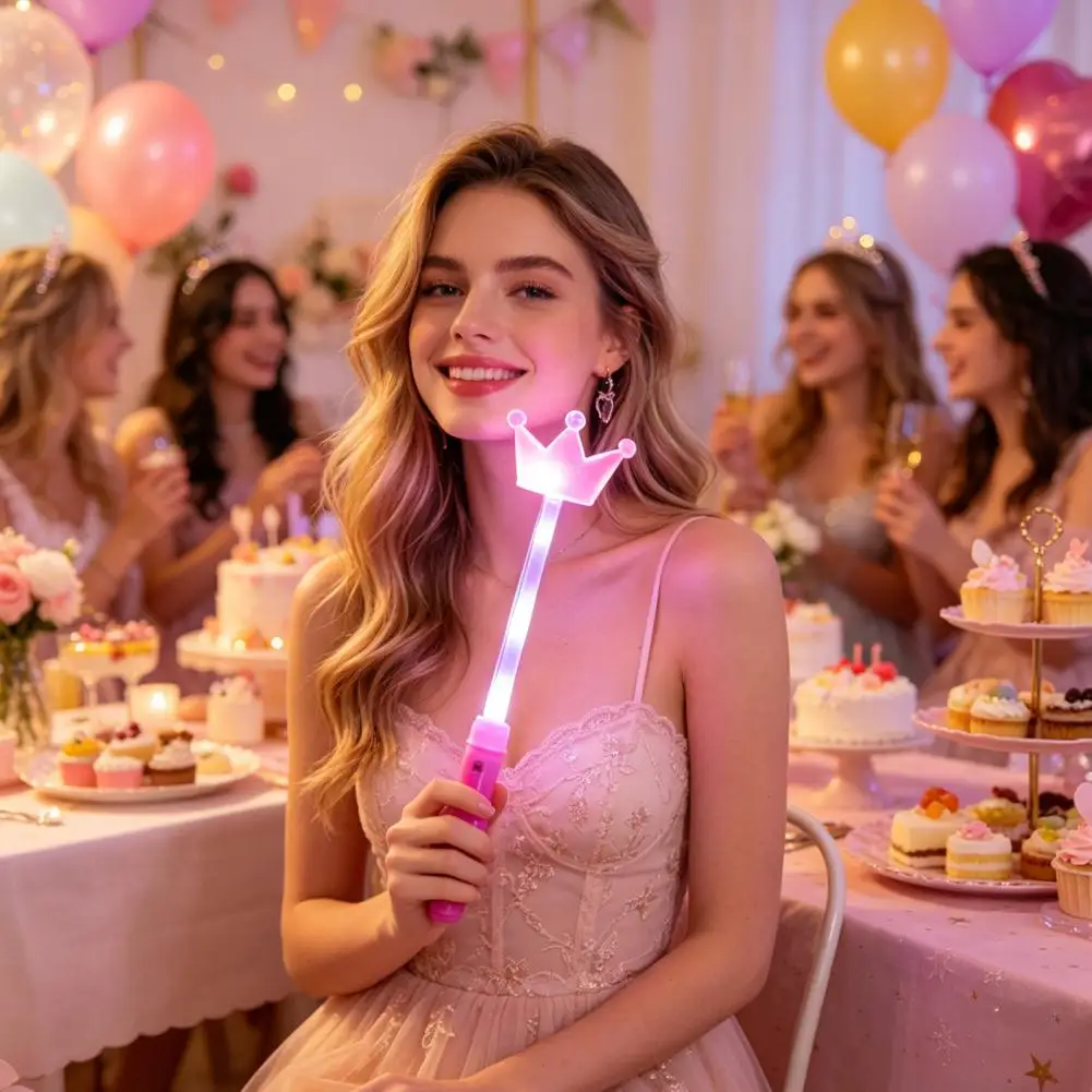 

Colorful Light Stick Crown Shape Glow Stick Party Supplies Multi-color Led Light Stick Comfortable Non-slip Grip for Concerts