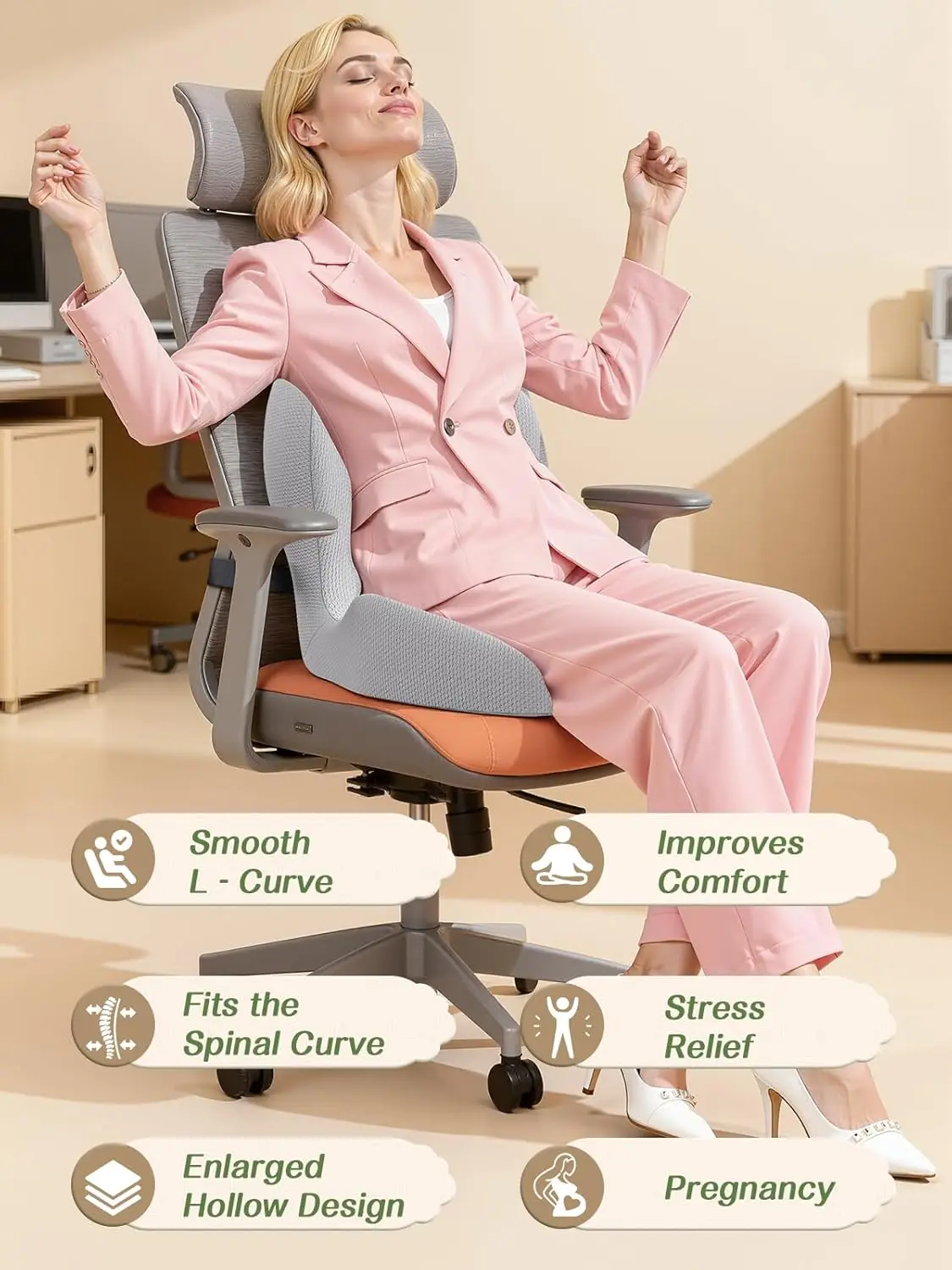 Ergonomic Memory Foam Seat Cus - Gaming Chair Lumbar Pillow บทวิจารณ์และราคา