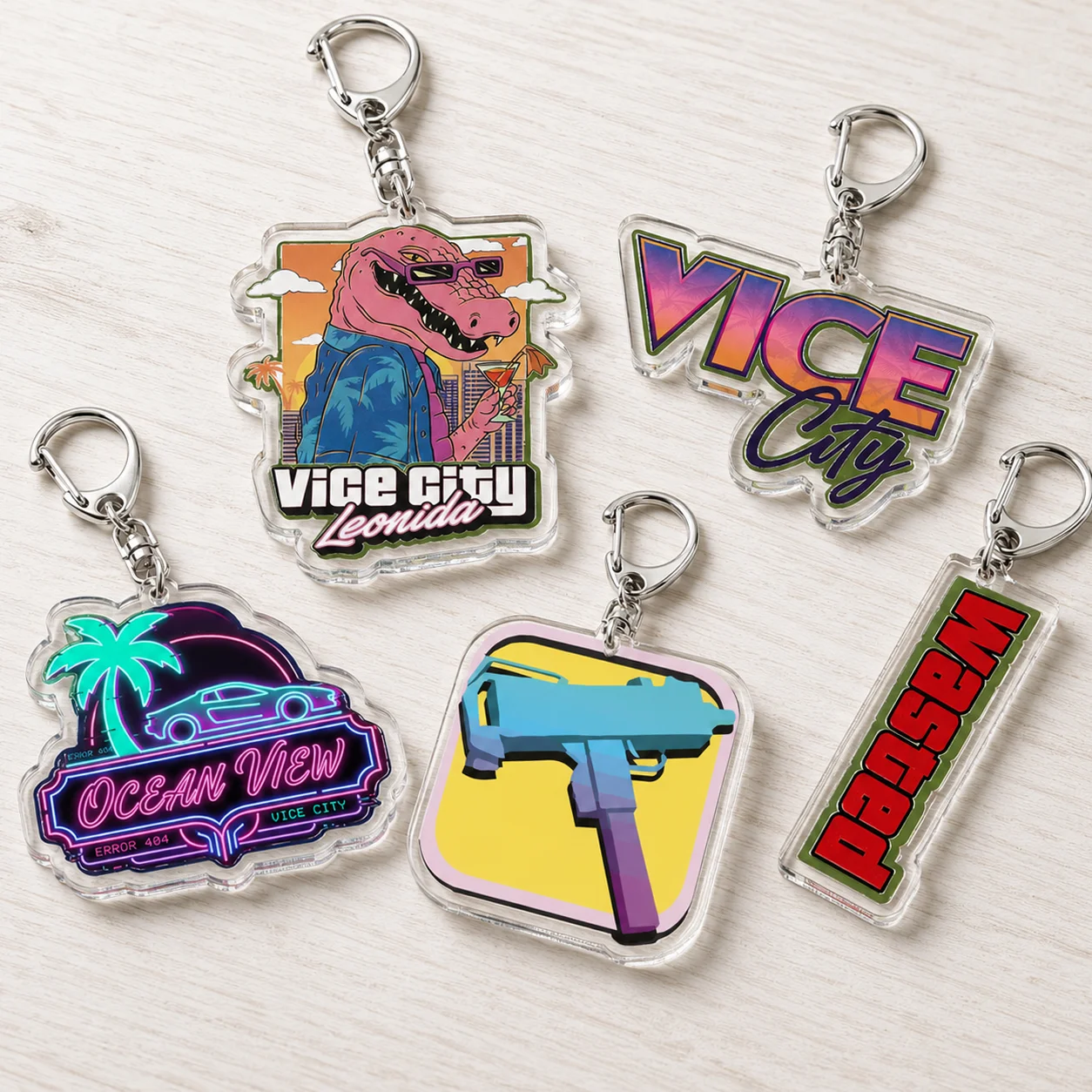 Video Game Vice City Keychains for Accessories Bag Charm Anime San Andreas Games Keyring Jewelry Fans Friends Gifts