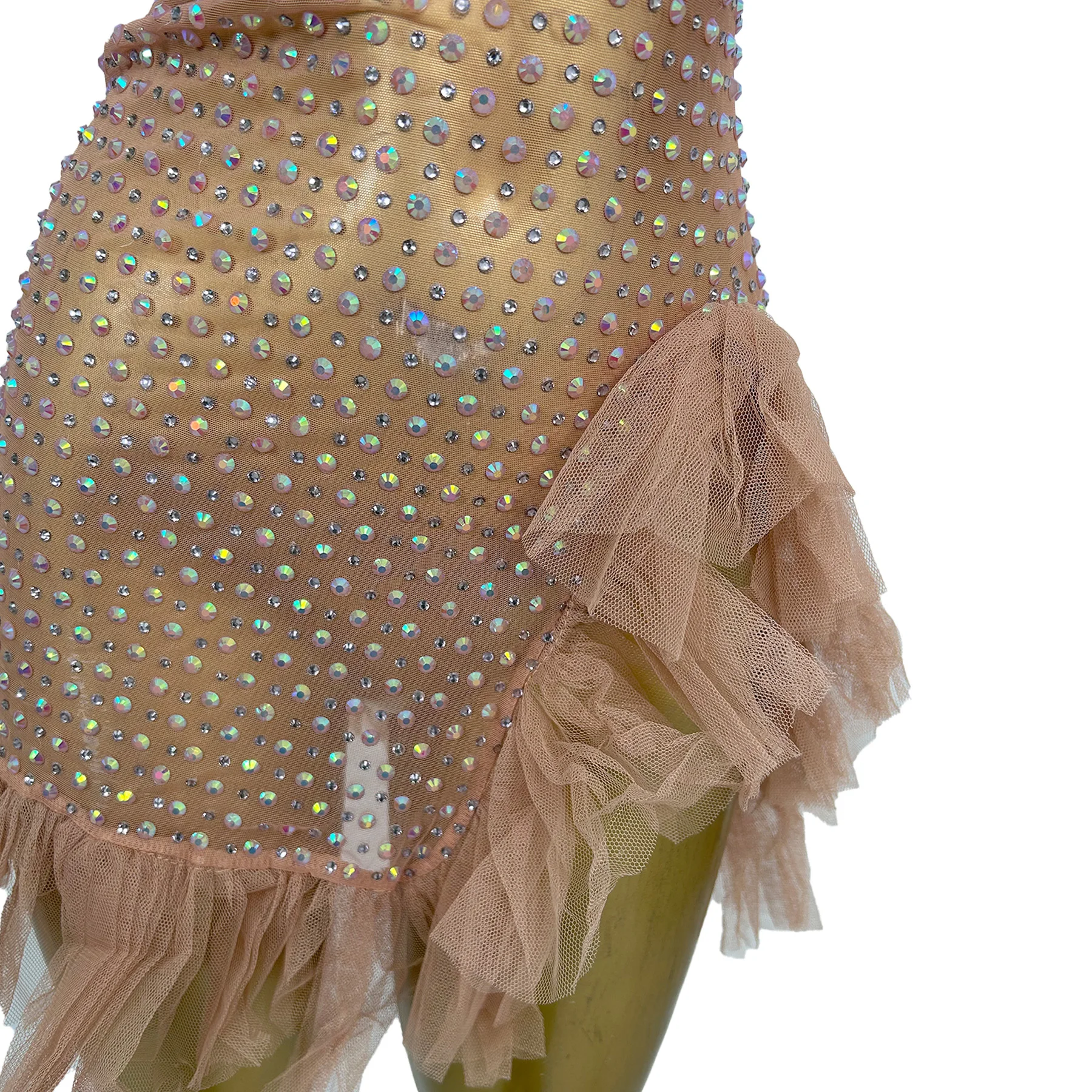 فستان حفلات نسائي فاخر من Guodongqun مثير بشبكة شفافة مجوفة ملونة من حجر الراين فستان غير منتظم لحفلات أعياد الميلاد وحفلات الكوكتيل #6