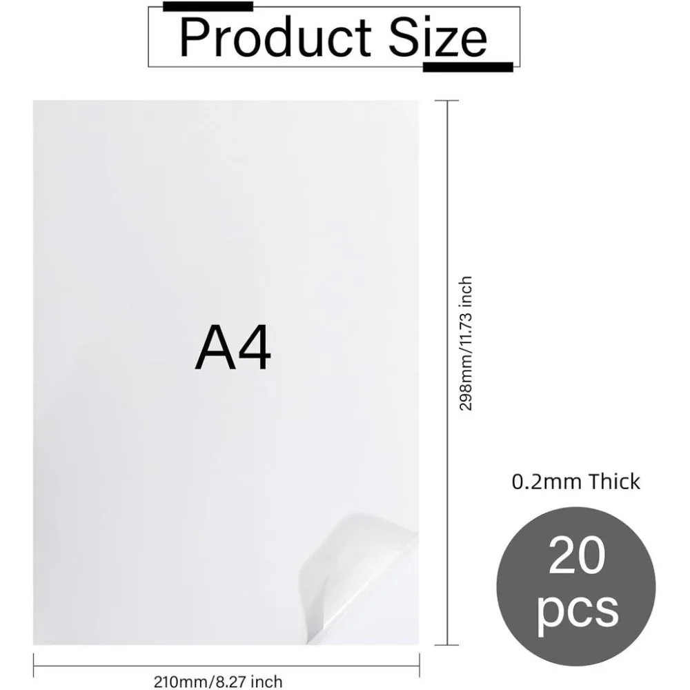 20 Sheets A4 Printable Washi Sticker Paper Translucent Self-Adhesive Paper Handbook DIY Stickers for Printer Diary Notebook
