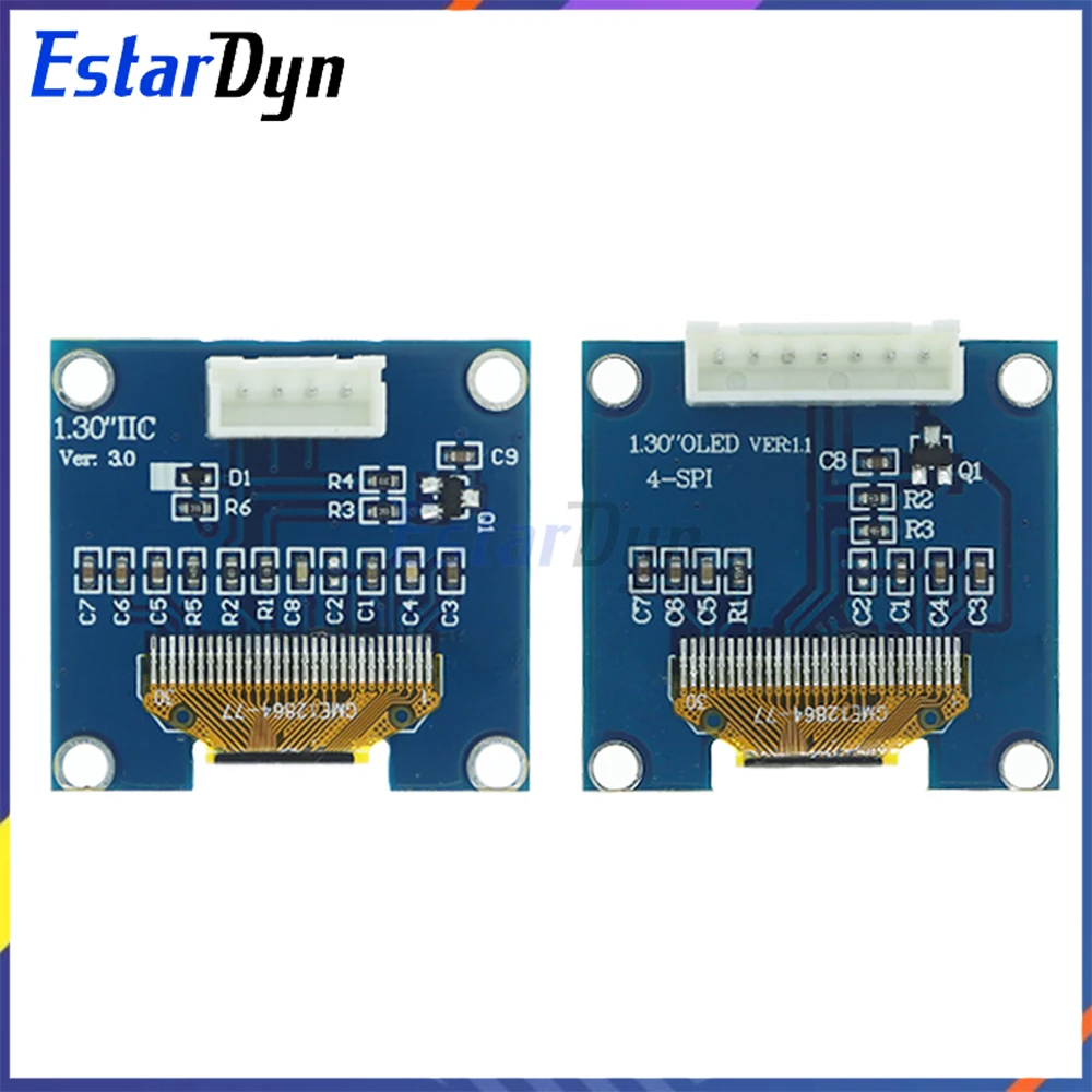 1.3 inch OLED RoHS Module 2.54mm Connecting Terminals SPI/IIC I2C Communicate White/Blue Color 128X64 1.3