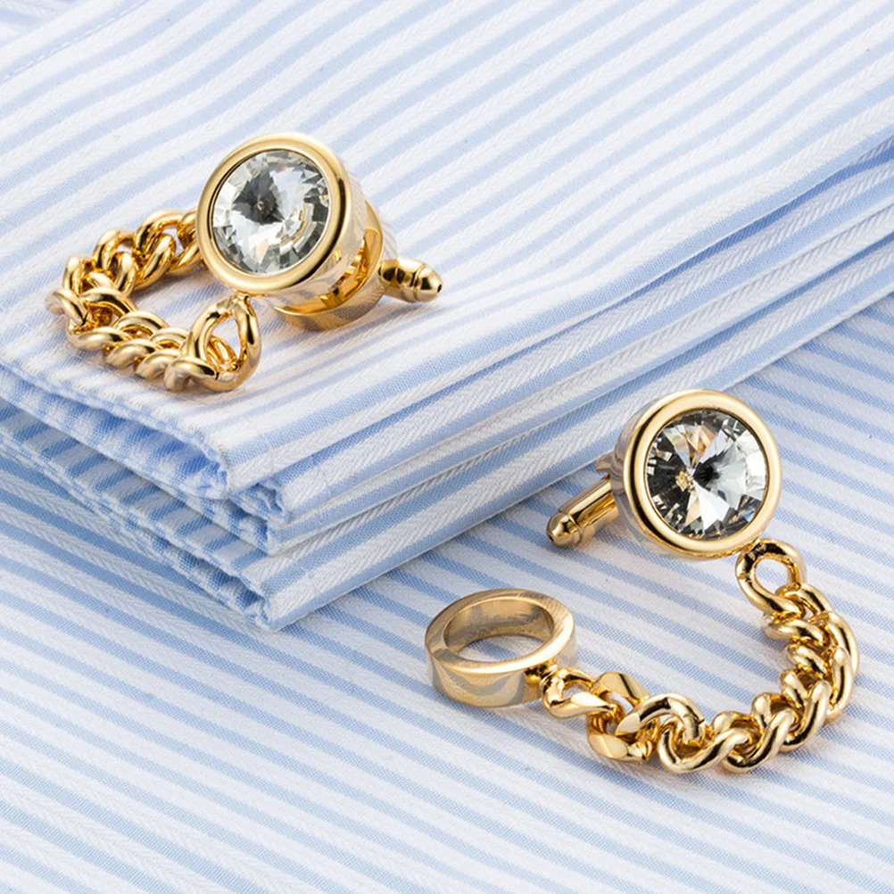 

Gold-Plated Crystal Cuff Links for Men Lightweight Durable Business Shirt Accessories Sleeve Decor Wedding Gift Cufflinks