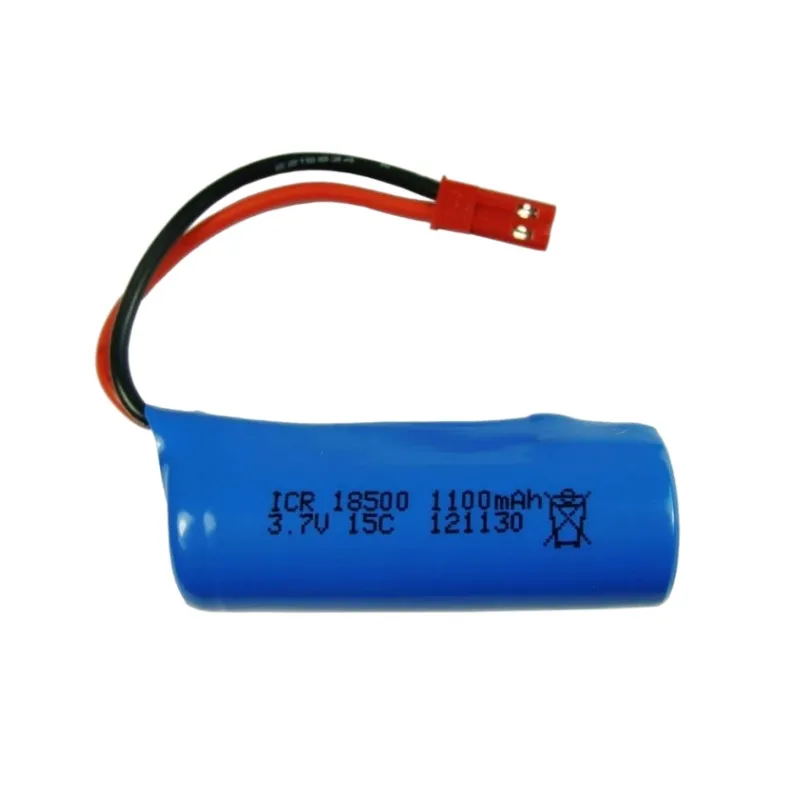 Replacement battery 3.7V1100mAH lithium battery cylindrical FT008 remote control boat accessories 18500 JST interface 15C 1PCS