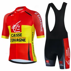 Caisse D'Épargne Summer Cycling Jersey Set Bike Shorts Set MTB Spain Ciclismo Mens Short Sleeve Bicycle Shirts Maillot Clothing