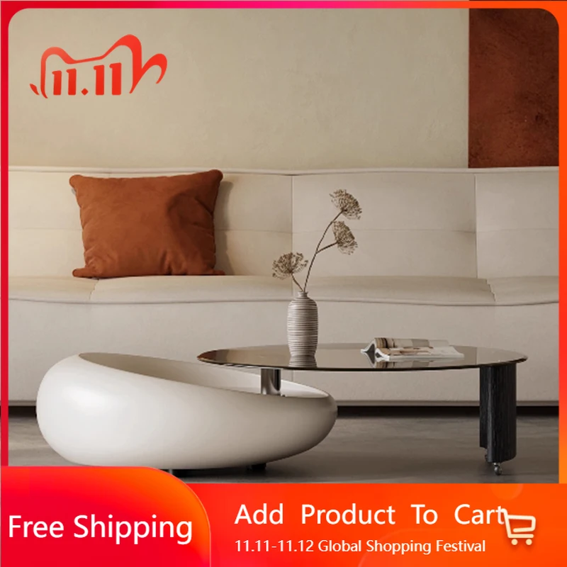 

Designer Nordic Coffee Table Minimalist Aesthetic Unique Books Side Table Decoration Round Mesa Auxiliar Postmodern Furniture