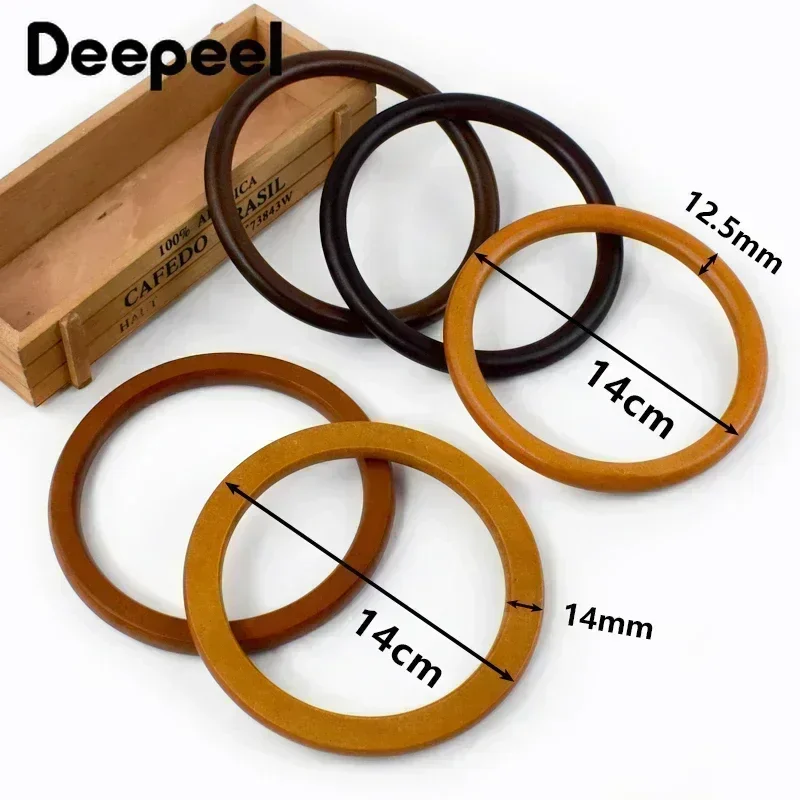 2Pcs Deepeel 14cm Round Bags Wood Handles Purse Frame Handbag Wooden Handle DIY Handmade Replacement Sewing Frames Accessories