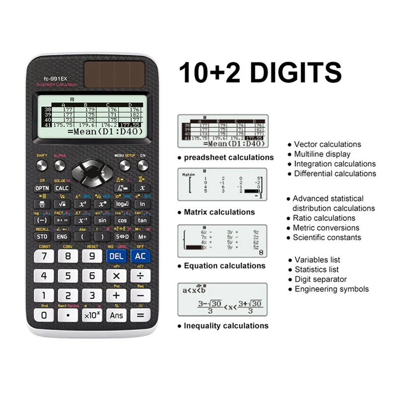 2X FX-991EX Calculadora Científica 552 Funções Calculadora Funcional para Estudantes Escolares e Professores A