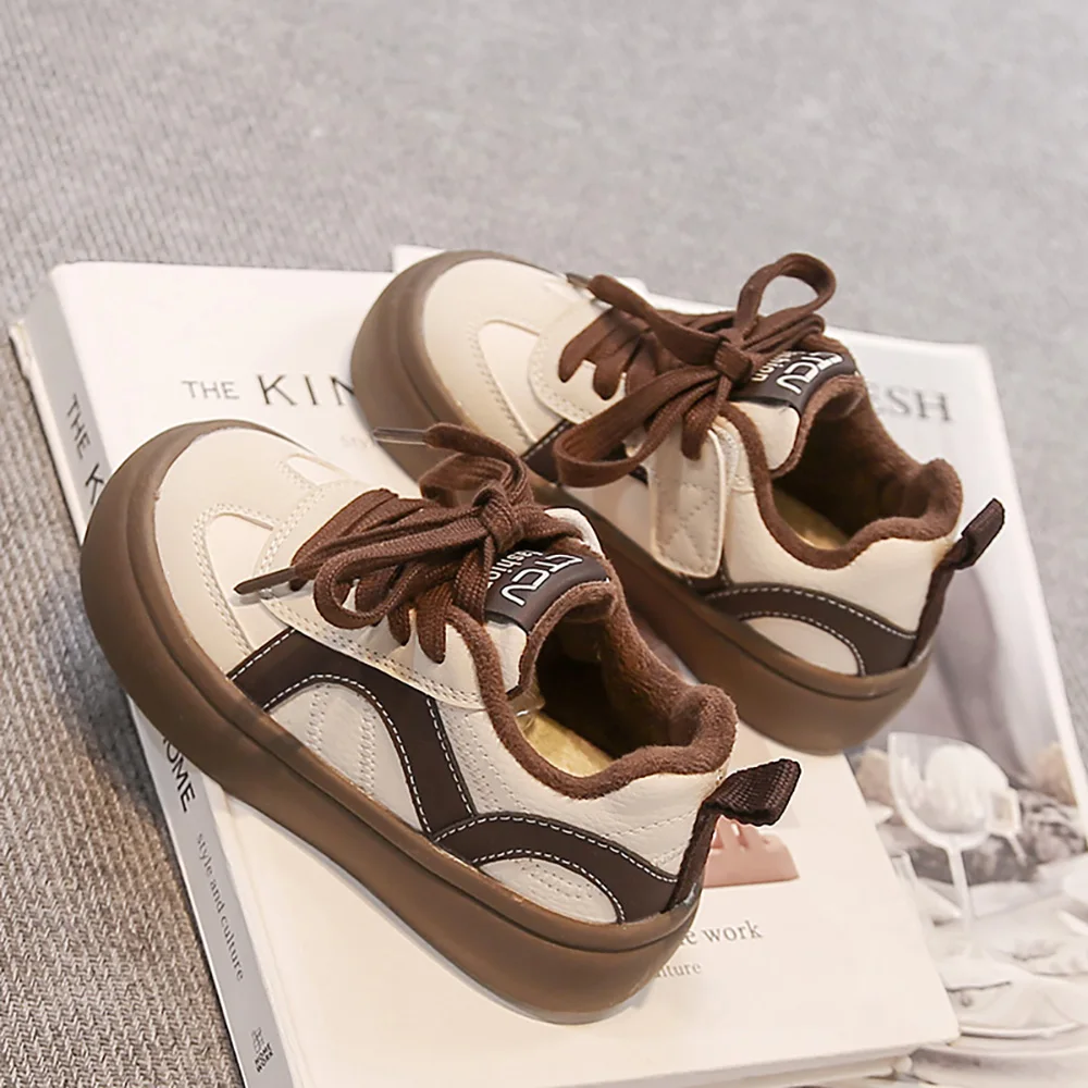 

Зимняя спортивная обувь для детей, водонепроницаемые детские кроссовки из искусственной кожи, теплая обувь на мягкой подошве, нескользящая плюшевая обувь для мальчиков и девочек