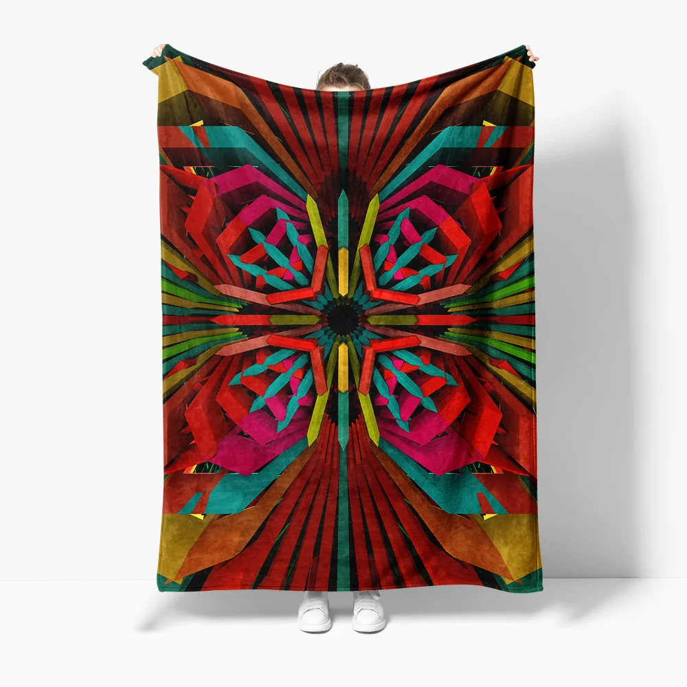 

Geometric Abstract Colorful Fractal Art Print Throw Blanket Sofa Bed Cover Gift Decorative Cushion Home Textile