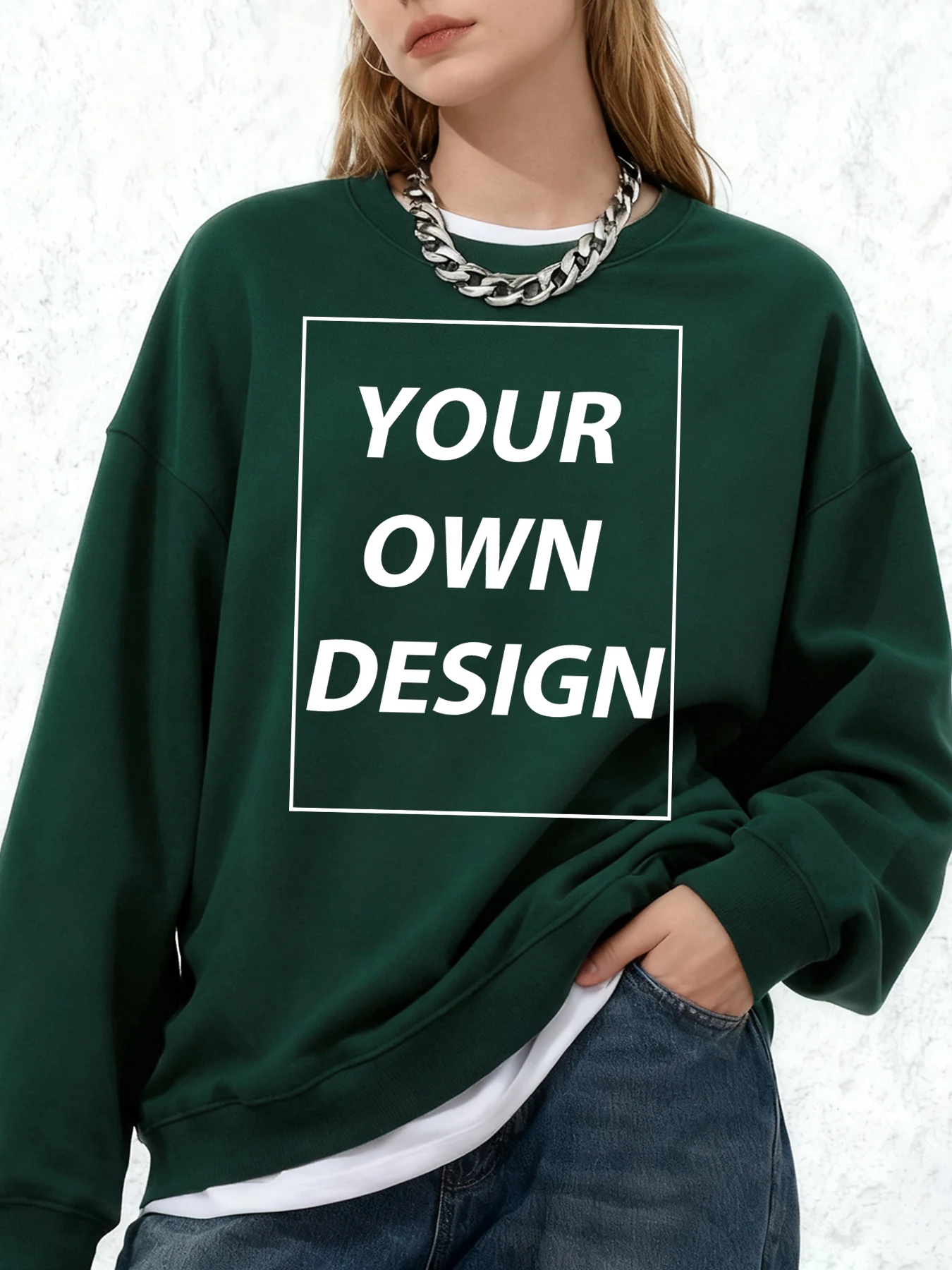 カスタムDIYプリント レディース 秋 オーバーサイズ スウェットシャツ カジュアル ドロップショルダー プルオーバー ストリートファッション スポーツウェア ベーシック 快適トップス