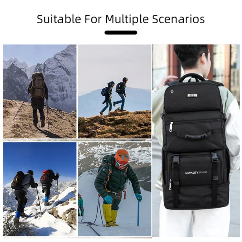 Mochila de viaje grande de 80L para hombre, bolsa de equipaje de escalada ligera para acampar al aire libre, bolsa de Trekking expandible, paquete de senderismo