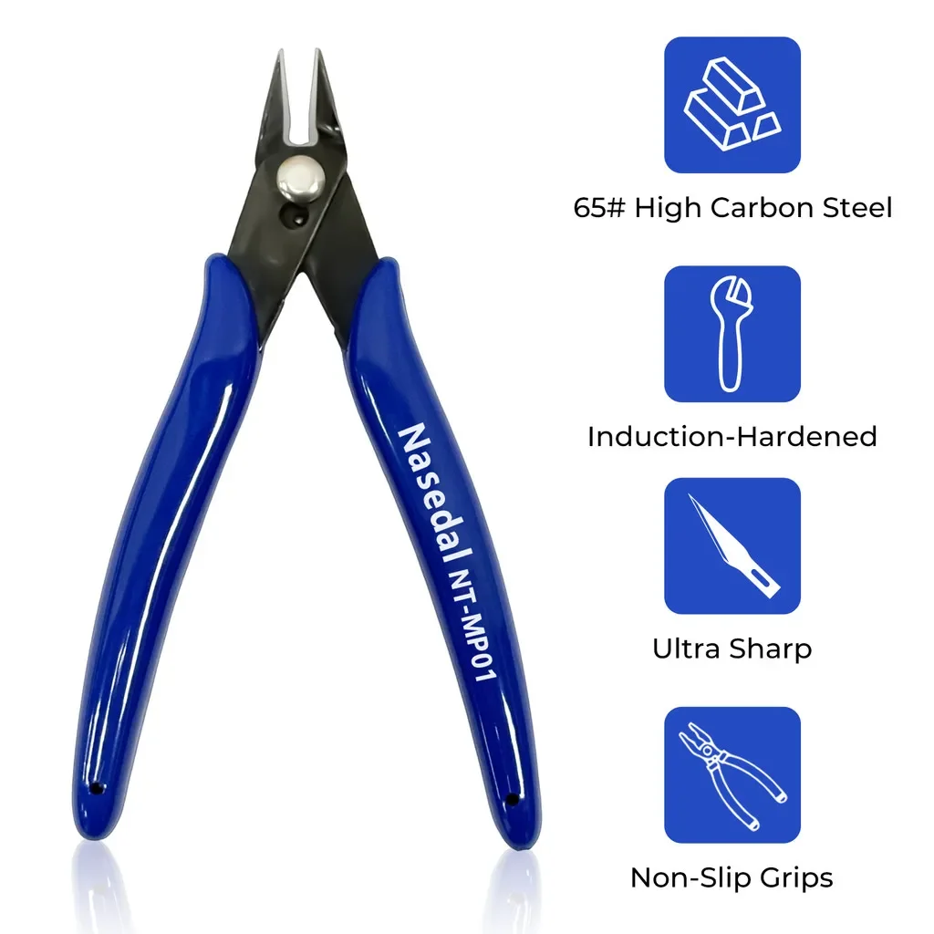 2pcs Nasedal Dual-Blade Pliers High Carbon Steel Wire for Gundam Model Making Tool Flat Nose Pliers Electrician Cable Cutting