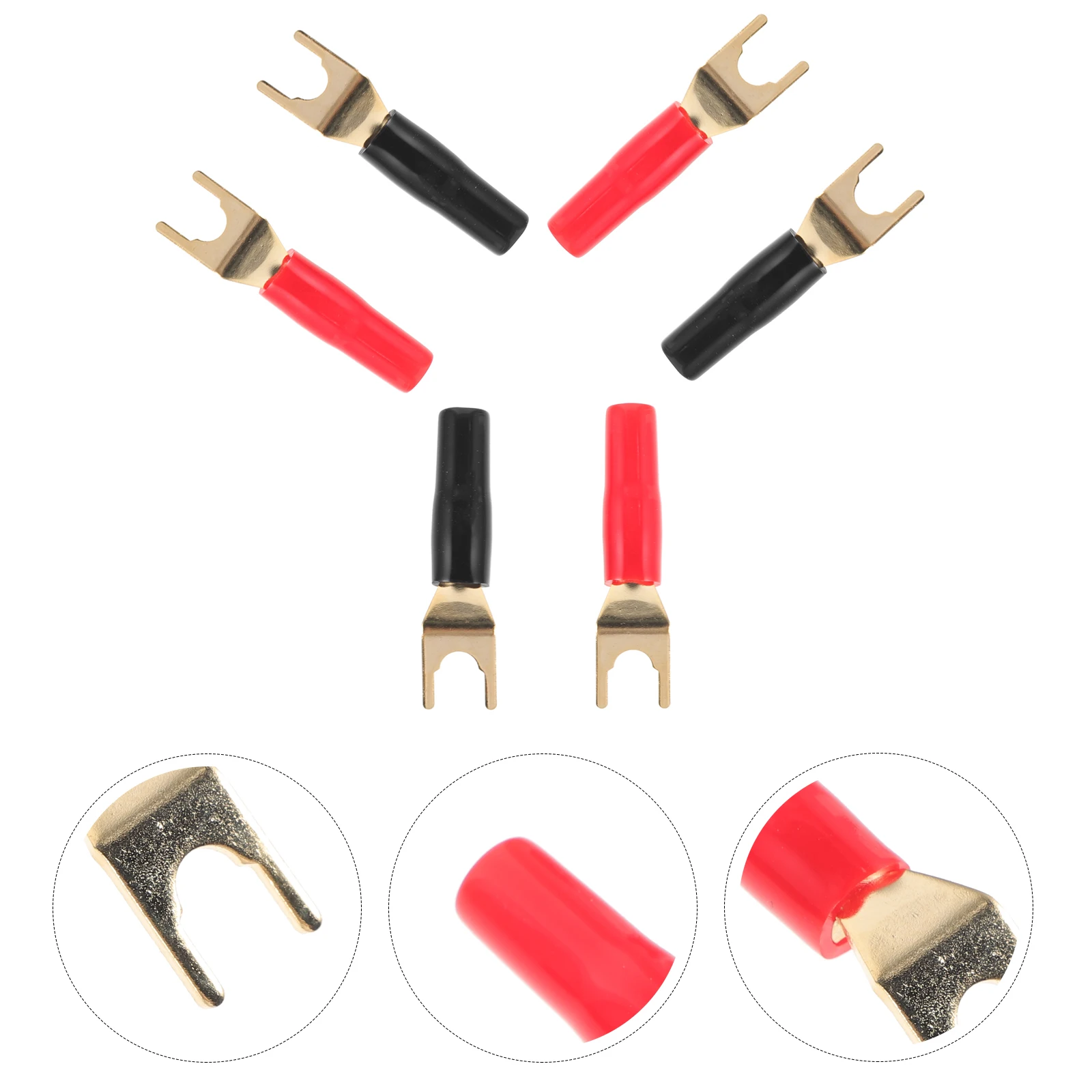 

6pcs Gold-Plated Speaker Banana Plugs U-Shaped Audio Connectors Pure Copper Wire Terminal Screws Locking Diy Audio Y Fork