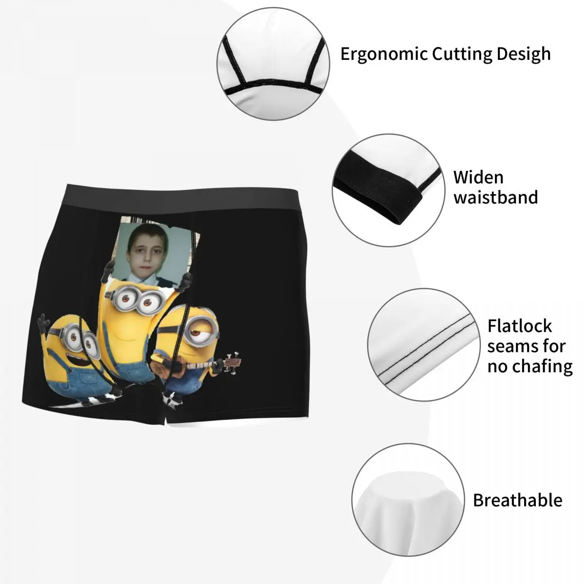 Custom M-Minions Cartoon Rock Roll Boxers Shorts Mens Briefs Underwear Cool Underpants