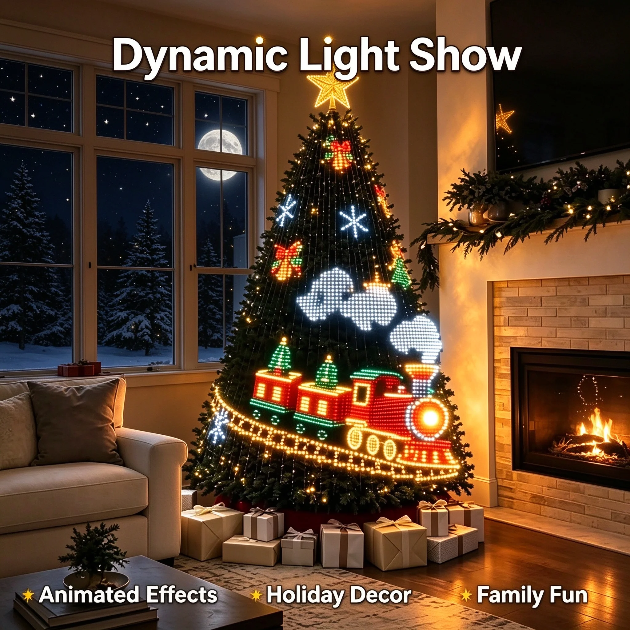 Smart RGBIC Christmas Tree Lights, App Control DIY Light Show, Halloween Xmas Party Decor