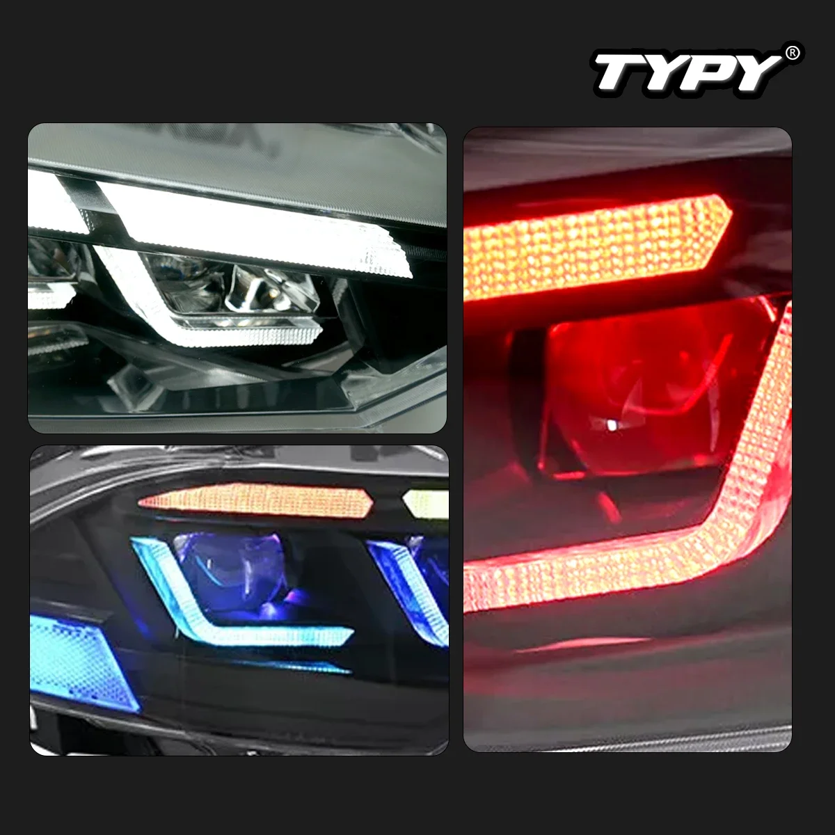 

TYPY Новый светодиодный налобный фонарь, модифицированный для Ford Mustang, фара RGB 2018-2022, динамический сигнальный налобный фонарь, автоаксессуары