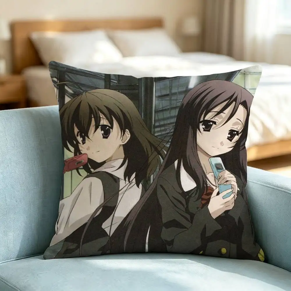 School Days Katsura K-Kotonoha Pillow Case Square Double-Sided Sofa Cushion Cover Bedroom Bedside Pillow Gift