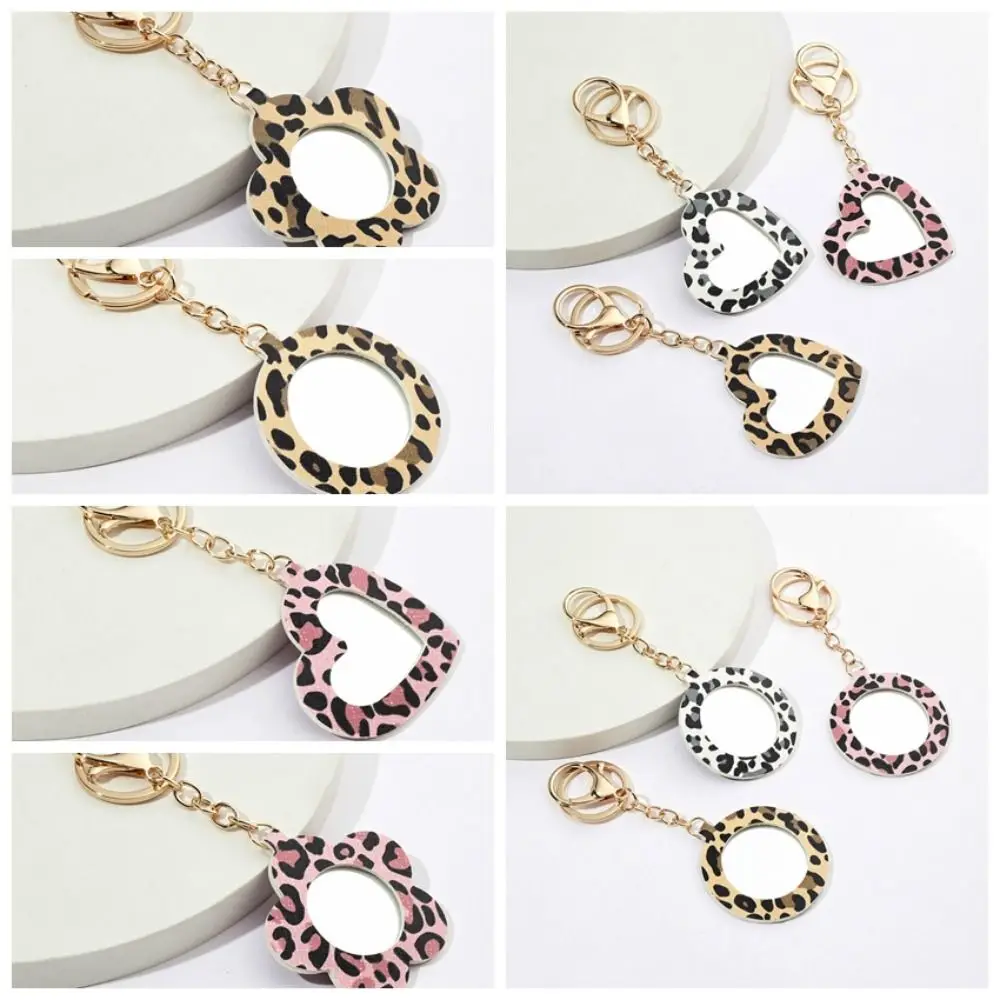 

Подвеска с леопардовым принтом, брелок для ключей, изысканный маленький зеркальный брелок, креативный практичный брелок из искусственной кожи, декор для рюкзака