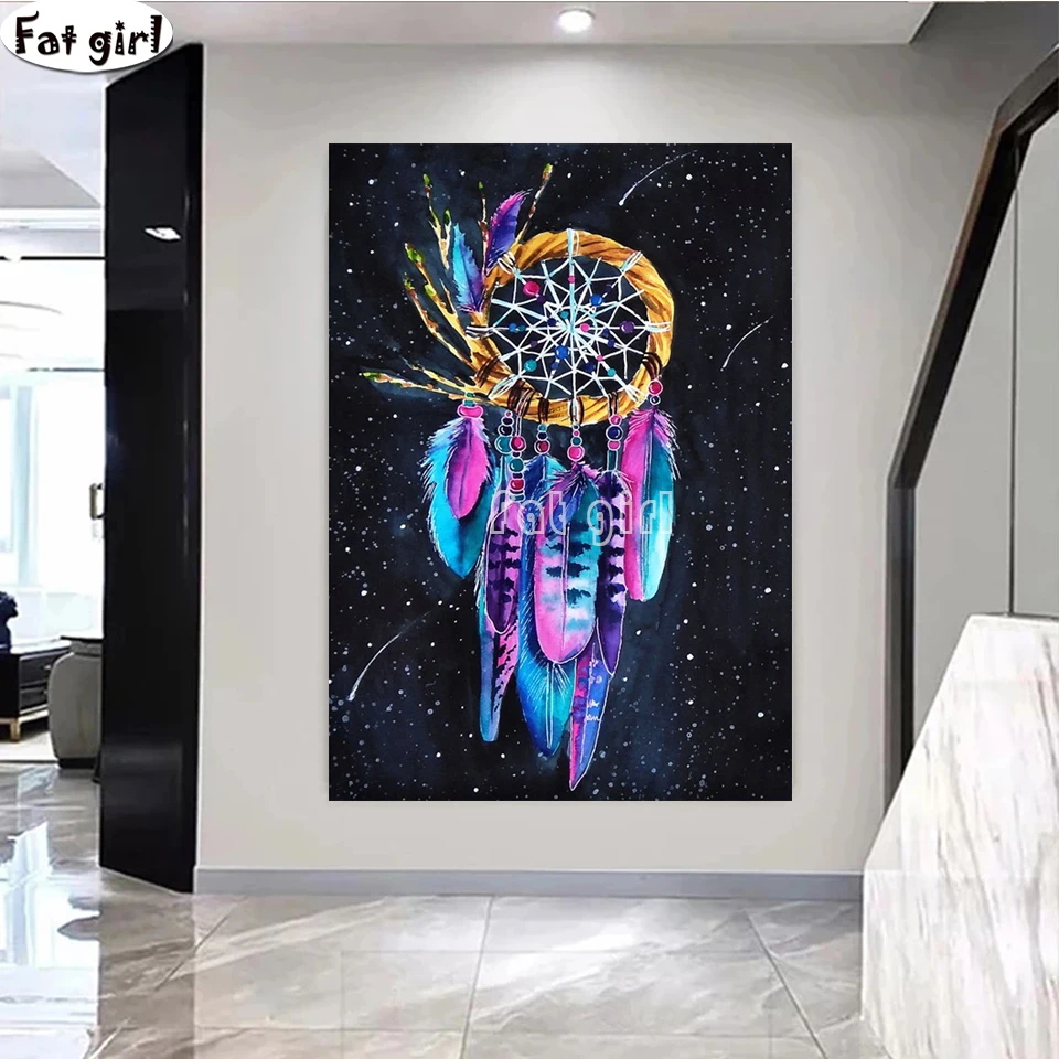 Landscape 5D Diamond Painting Full Display Dreamcatcher Round Diamond Mosaic Embroidery Pattern Home Decoration DIY Handmade Kit