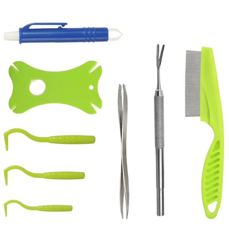 A74E-Tick Removal Tool 8PCS Kit With Storage Box, Tick Tweezers, Comb, Magnifying Glass, Dog Tick Remover
