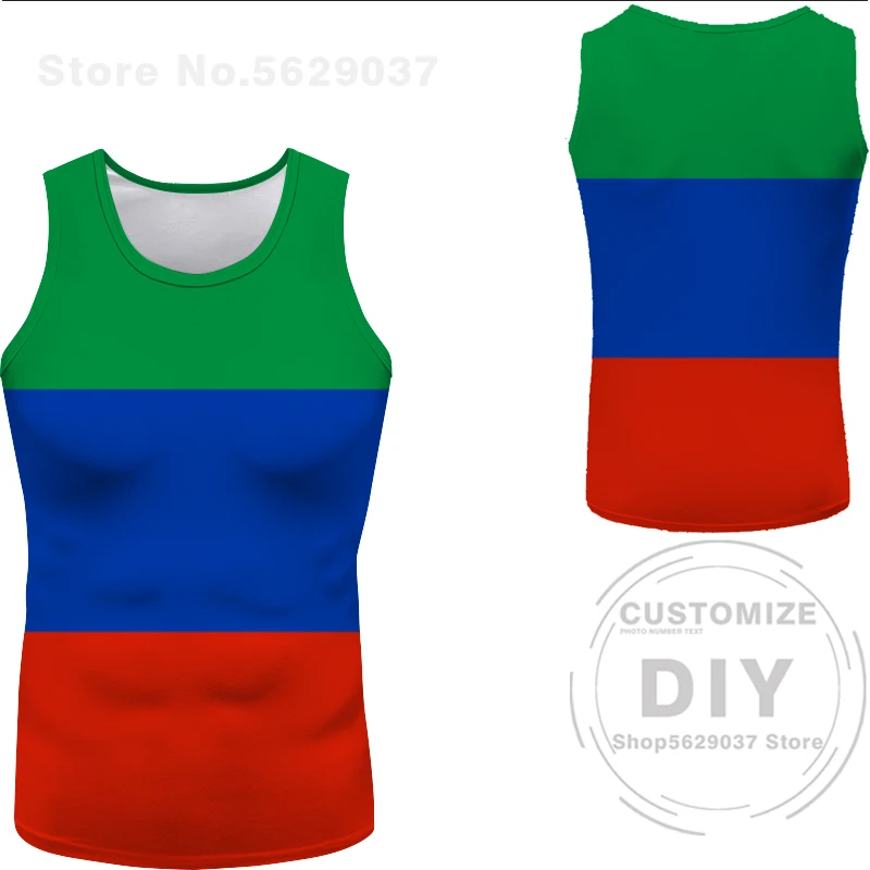 Dagestan  Vest Free Custom Made Makhachkala Tank Top Print Flag Diy Russian Russia Rossiya Kizlyar Khasavyurt Sleeveless T-shirt