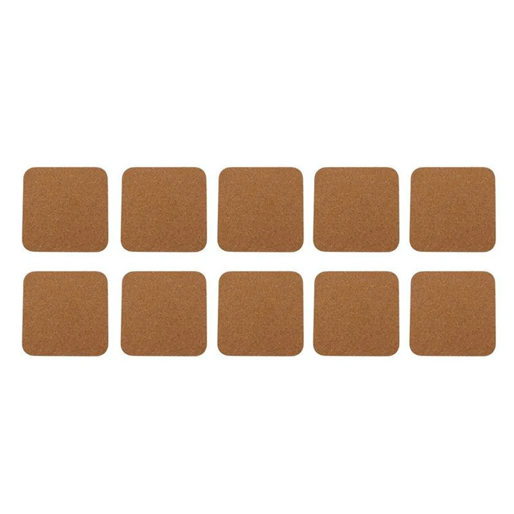 10pcs Square Cork Coasters Made of Natural Soft Wood Anti-Slip Backing for DIY Craft Projects and Drink Protection