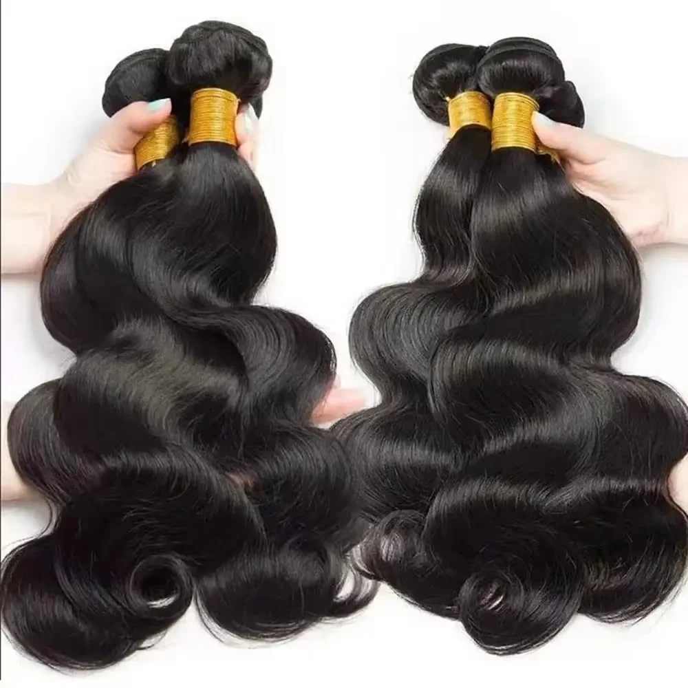 1/3/4 Pcs Body Wave Human Hair Bundles Natural Color Unprocessed Human Hair Body Wave Weave Extensions 36 38 40 Inches Bundles