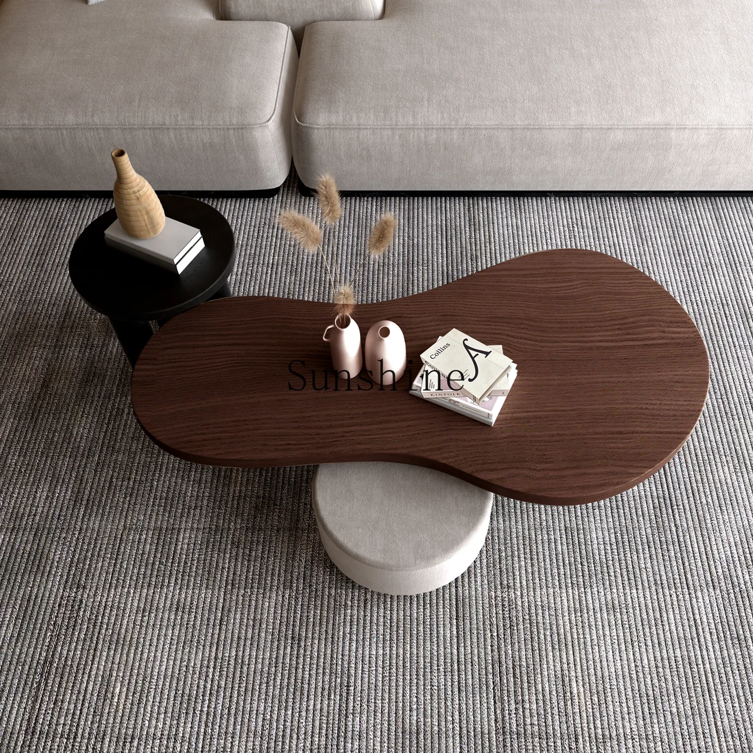

Cloud solid wood coffee table combination living room household small apartment special-shaped creative low table