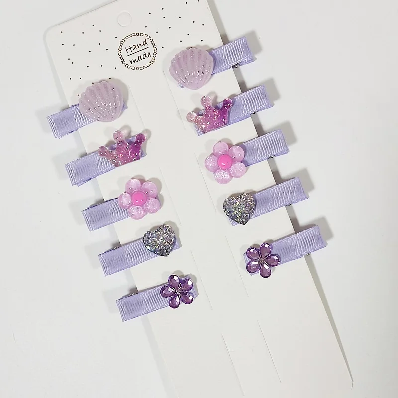 10pcs Cute Baby Hairpins Purple Color Heart Mini Barrettes for Little Girls Baby Hair Small Kids Headwear Accessoires