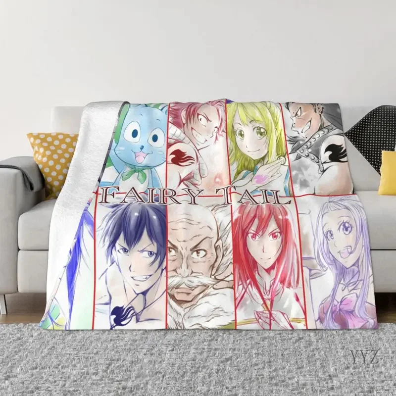 Fairy Tail Plaid Anime Blanket Sofa Cover Flannel Winter Collage Cartoon Soft Throw Blankets for Bed Couch Rug Piece