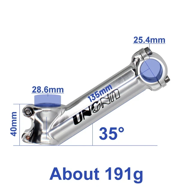UNO Fahrrad Vorbau Ultraleicht 7/17/35 Grad 28,6x25,4 MM 60-130 MM MTB Road Vorbau Fahrrad für Gabel Berg MTB Fahrrad Kalloy Schwarz Splitter