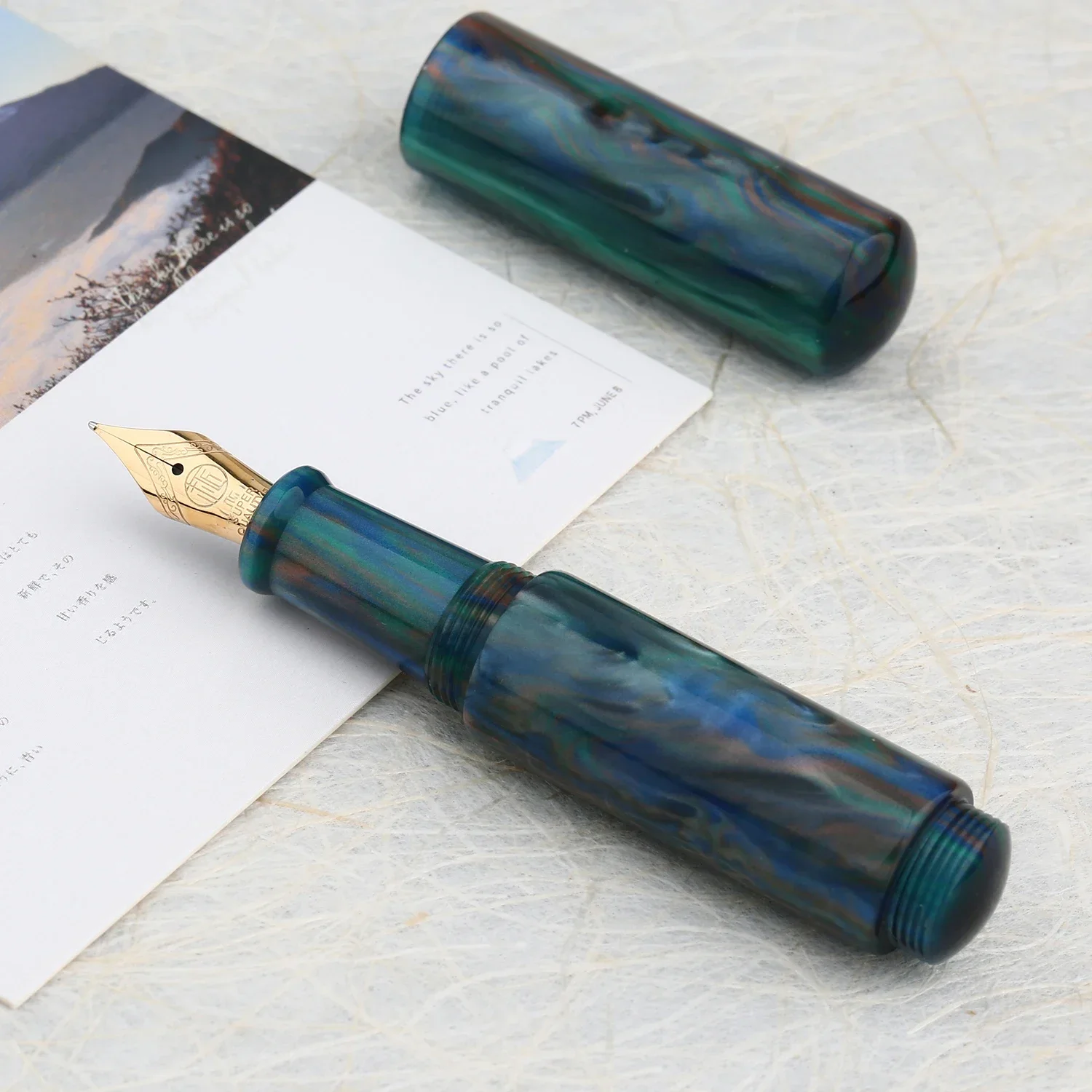 

Majohn Wancai Resin Mini Blue Fountain Pen Iridium EF F Nib Portable Palm Short Travel Ink Pen Fashion Writing Office Gift