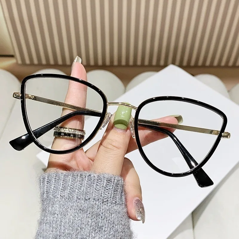 1 Stück Damen-Katzenaugenbrille, Vintage-Streifenmuster, Vollrahmen, leichter Kunststoff, ohne Sehstärke, stilvoll für Freizeit und Büro – Detail 5