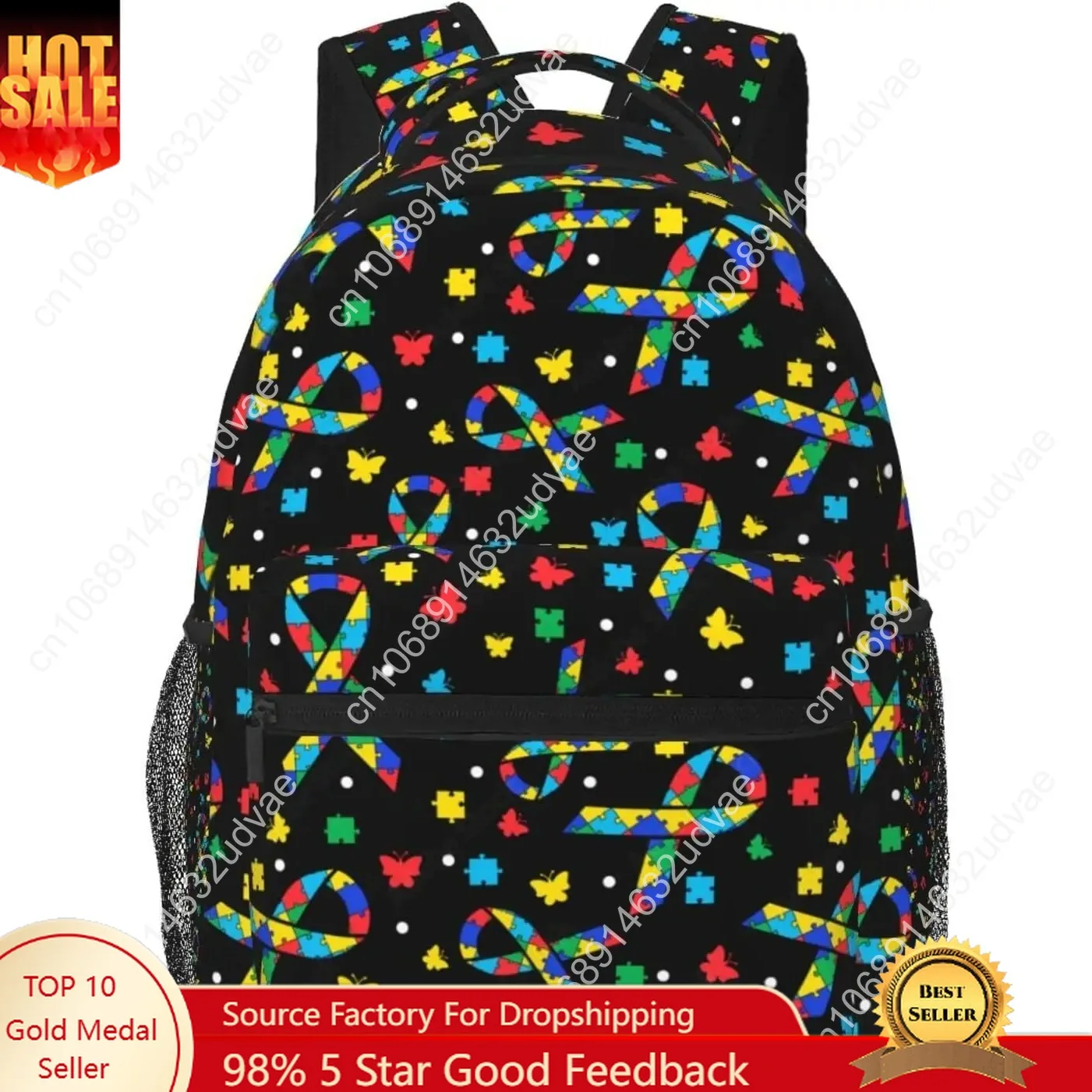 

Autism Awareness Backpack High Capacity Laptop Backpack Travel Hiking Camping Daypack for Men Women