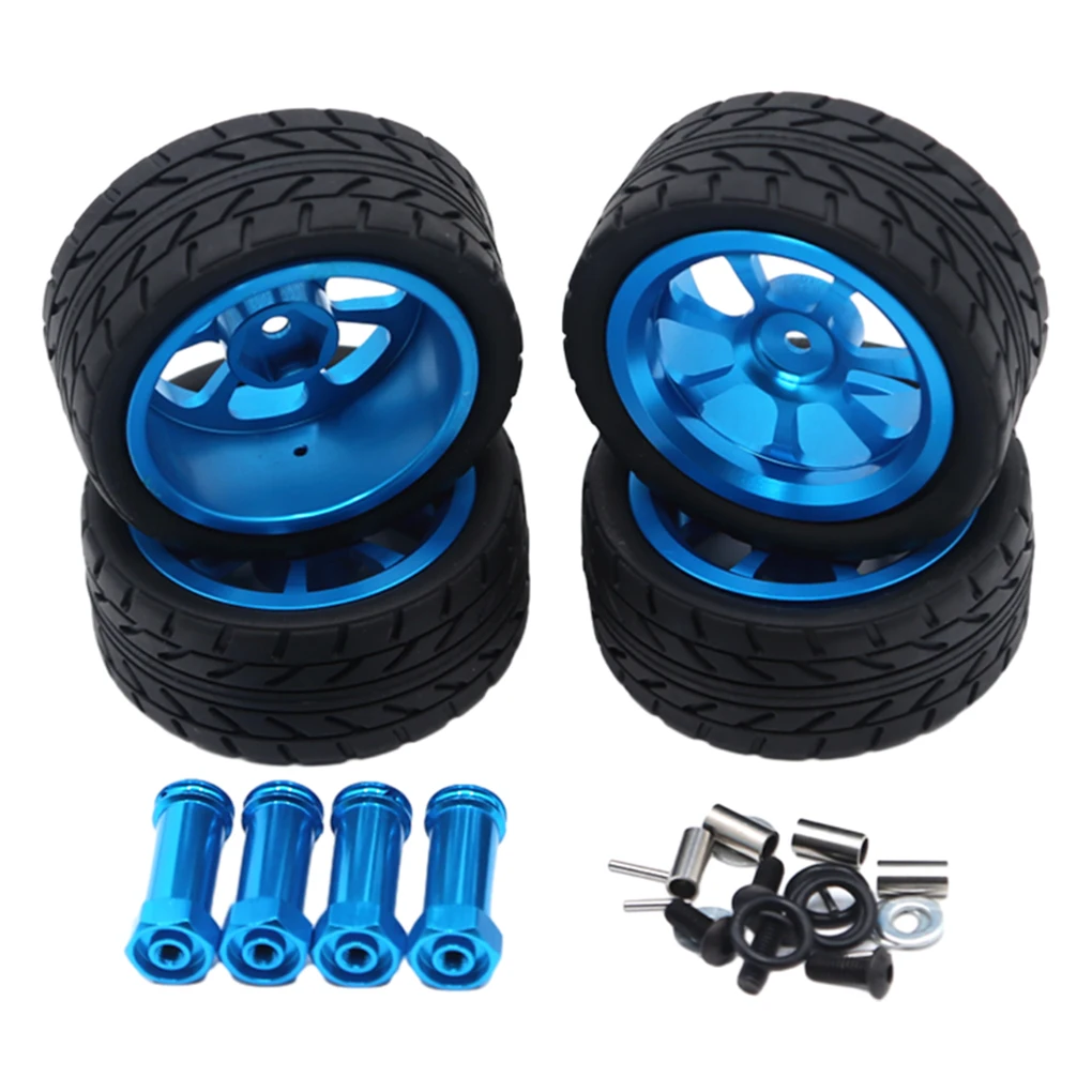 

4pcs Wheel Rims Tire RC Wheel Rims Tyre Wheel Hex Adapter Extention Combiner Coupler set for Wltoys 144001 1/14 RC Car Part