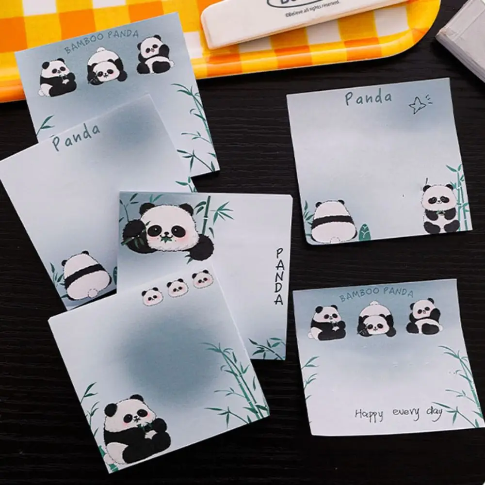 

10 pcs Cute Self-adhesive Sticky Notes Smooth Writing Square Panda Notepads Ins Style School Supplies Memo Pad Notebooks