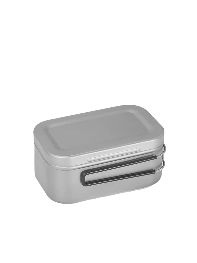Square titanium lunch box outdoor camping lightweight portable picnic barbecue tableware picnic cookware