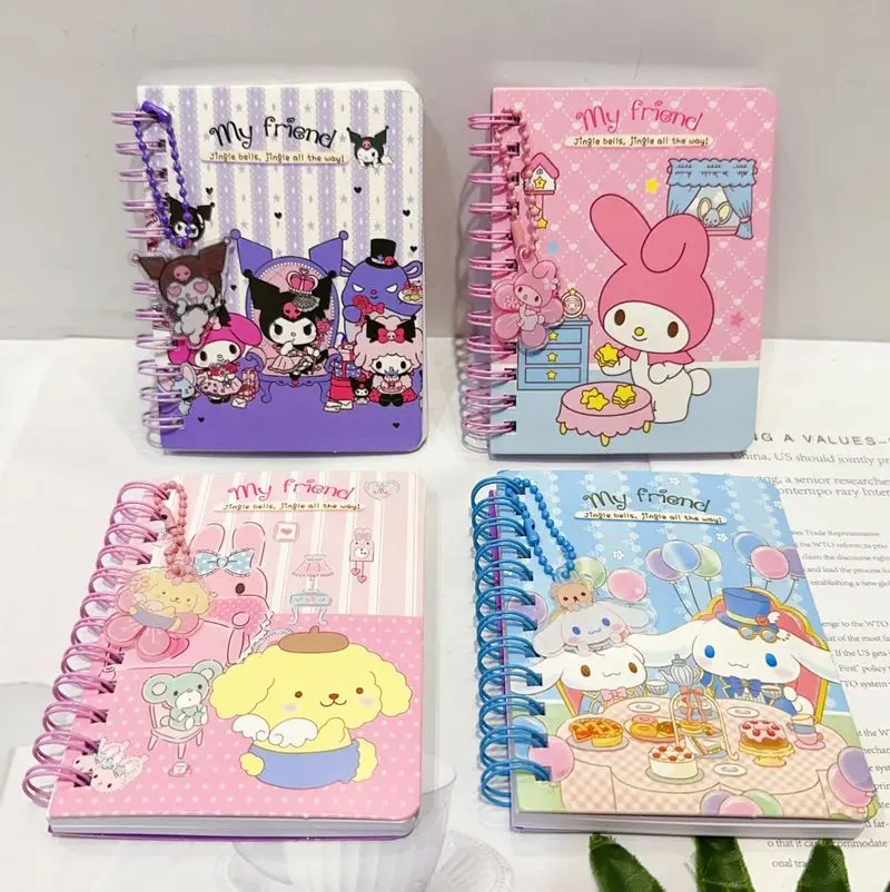 16pcs Sanrio Coil Kuromi Melody Acrylic Pendant Notebook Pad Notebook Kawaii Handbook School Accessories Stationery Supplies