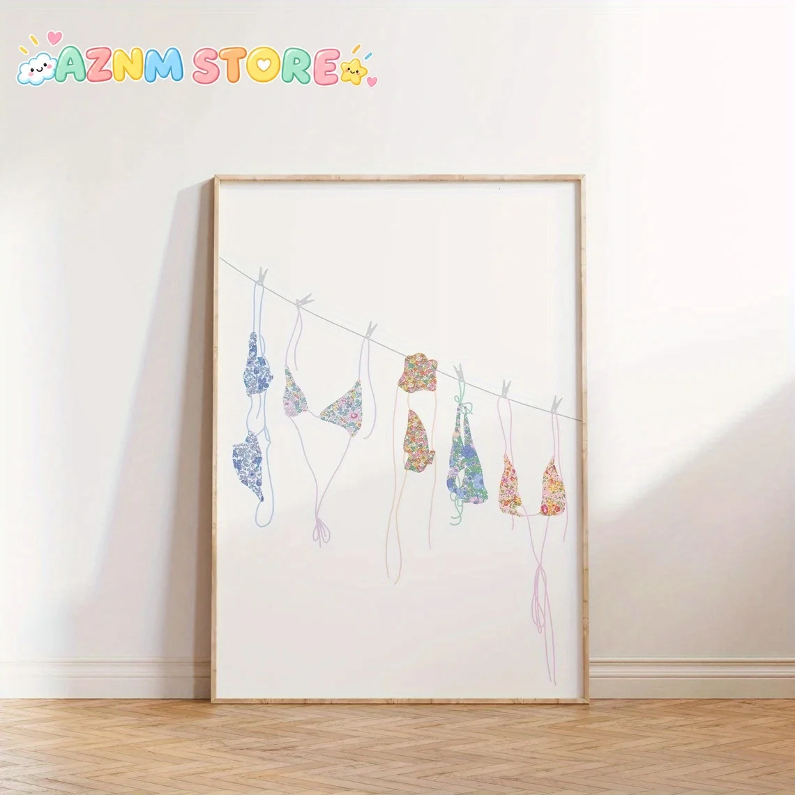 1pc Wall Decoration, Retro Poster Featuring a Bikini on a Clothesline, Italian Summer Canvas Artwork, Distinctive And Imagina