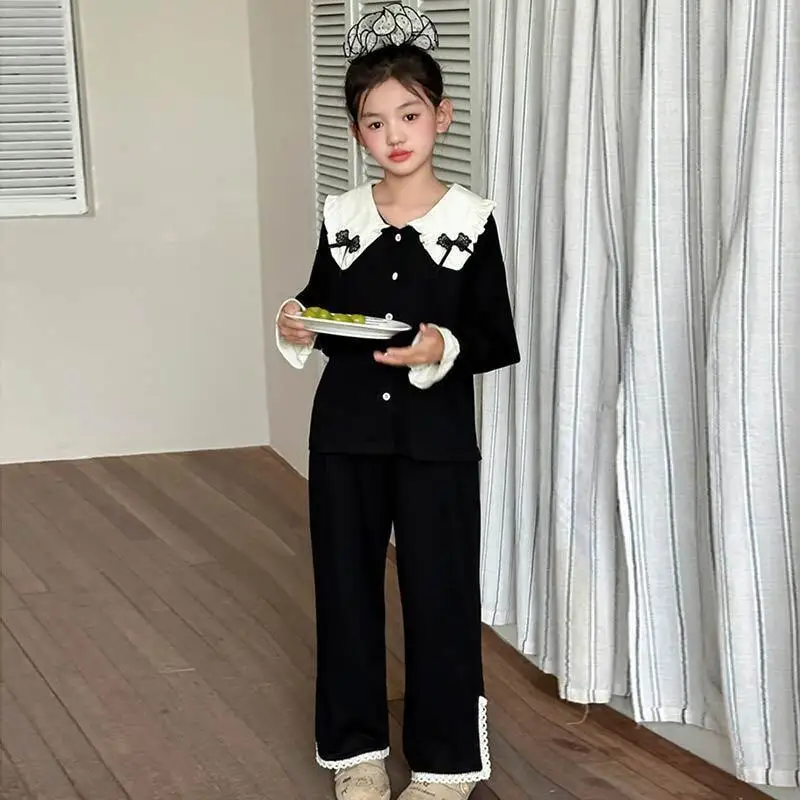 New Style Girls' Sleepwear, Spring and Autumn Long Sleeved Cardigans, Girls' Home Clothes, Cute Air-Conditioned Children's