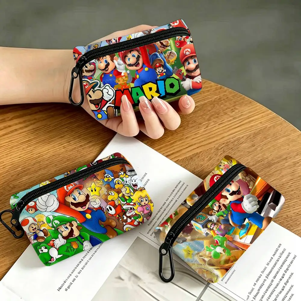 Super Game M-Marios Portable Oxford Fabric Mini Wallet Carabiner Design Small Coin Bag For Cards Keys Earphones view 3