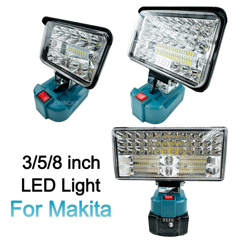 Car LED Working Lamp Light Flashlight Torch Spotlight For Makita 18V Li-ion Battery Jobsite Camping Fishing Emergency Lighting