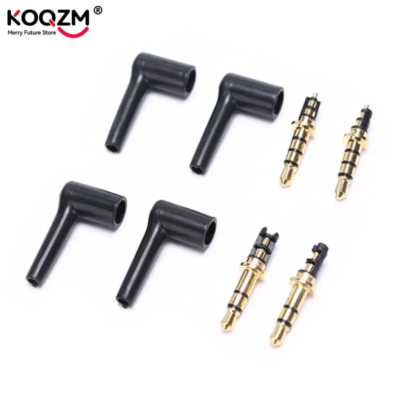 2pcs/lot 90 Degrees 3.5mm Stereo Headset Plug Jack 3 4 Pole 3.5 Gold Plated Black Audio Plugs Jack Adaptor Connector