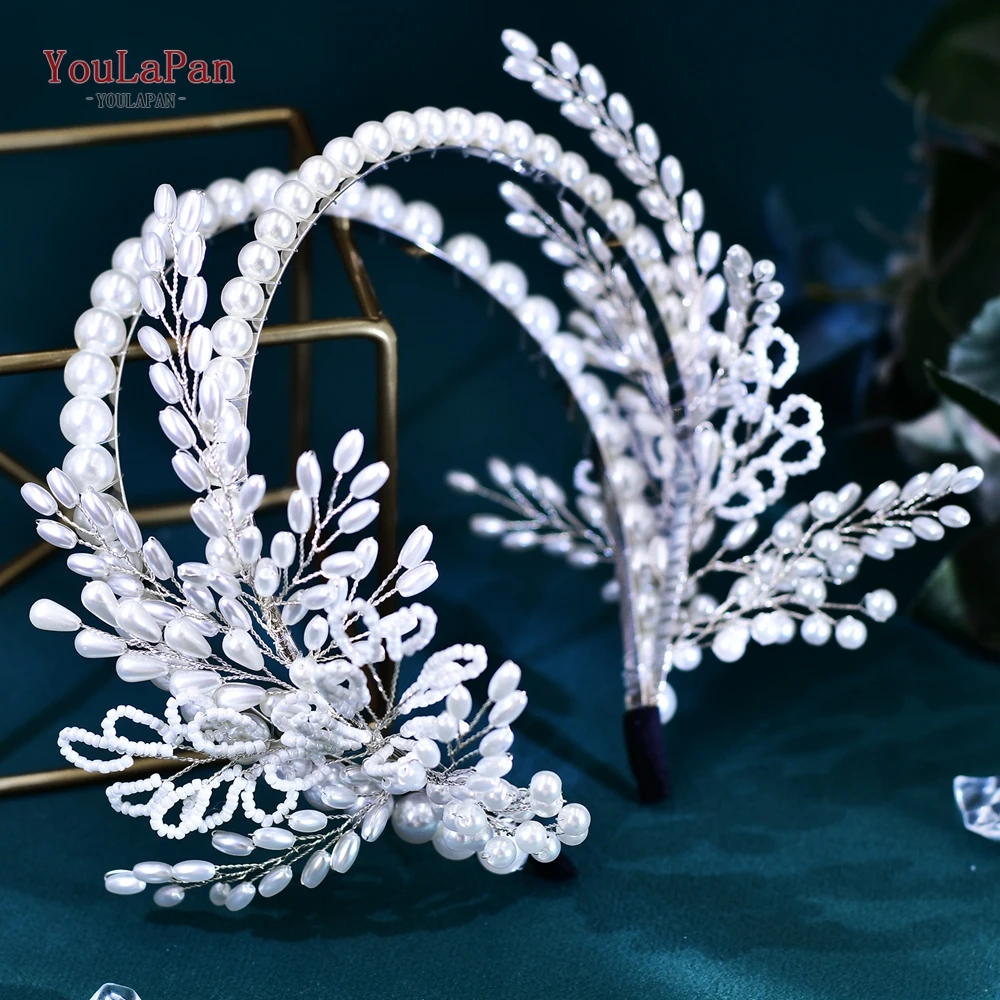 

YouLaPan Wedding Pearl Hair Hoop Bride Bridesmaid Headband Women Exquisite Headwear Banquet Party Jewelry Hair Accessories HP627