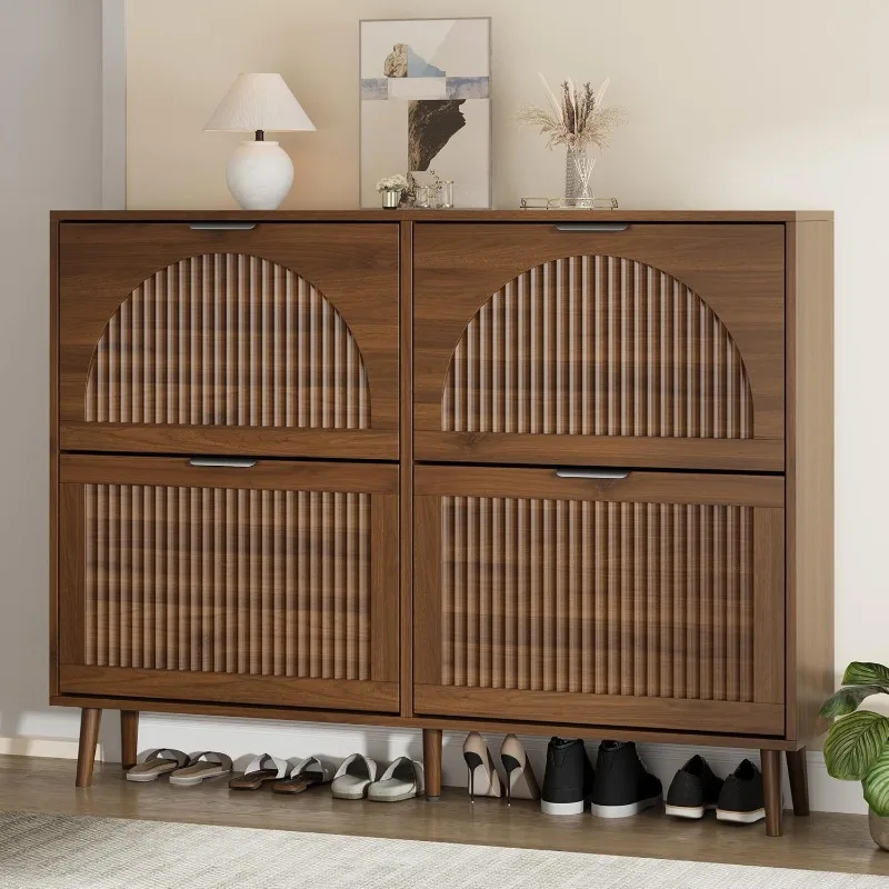 Applicable to living room corridor entrance shoe cabinet with groove panel shoe storage